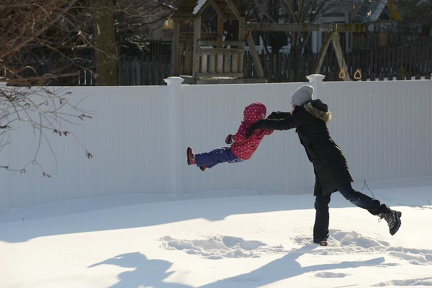 Erynn throwing Greta into the snow7
